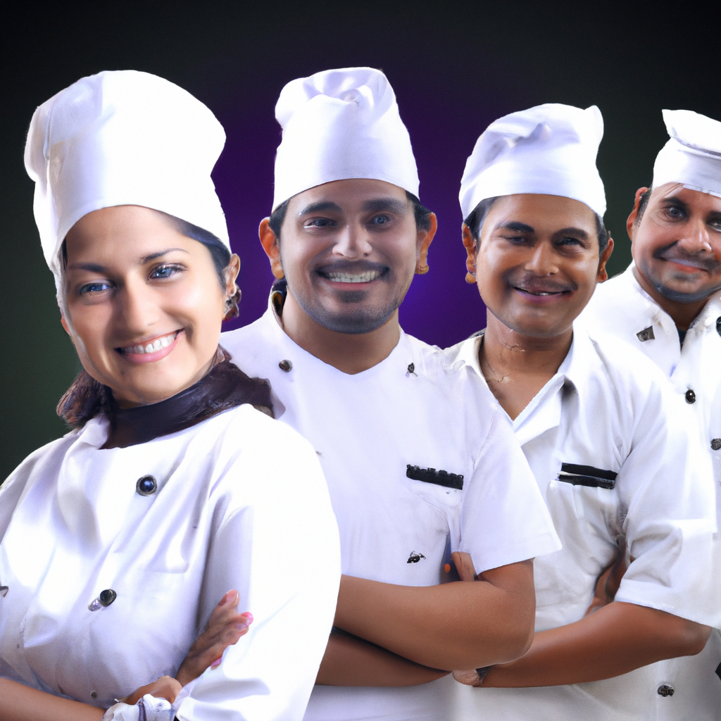 Portrait of Chef Meera in a modern kitchen arranging fresh basil on a pizza